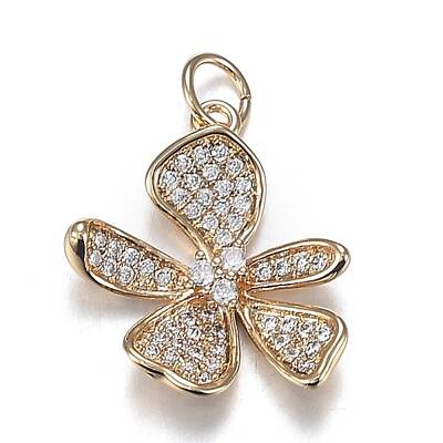 Brass Micro Clear Cubic Zirconia Pendants