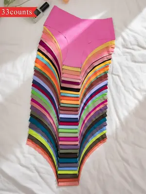 Women's Solid Color / All Over Print Briefs, Soft Comfy Breathable Seamless Panties for Daily Wear, Underwear for All Seasons...