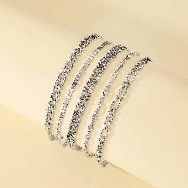 5Pcs Iron Chain Bracelets for Women