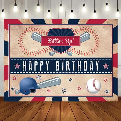 Batter Up Baseball Superstar Happy Birthday Backdrop - Aperturee