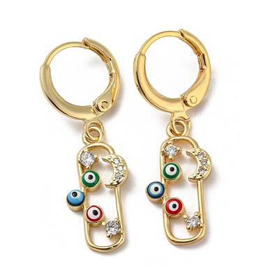 Real 18K Gold Plated Brass Dangle Leverback Earrings