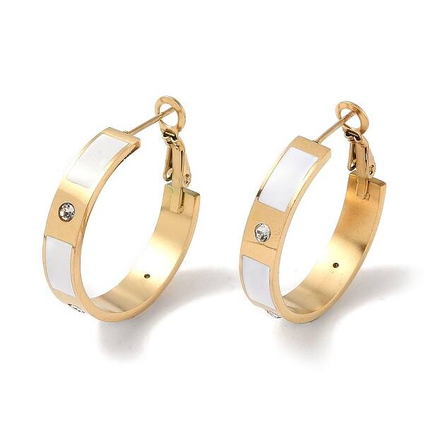 304 Stainless Steel Rhinestone Hoop Earrings for Women