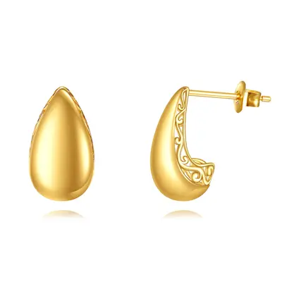 14K Gold Drop Shape Stud Earrings
