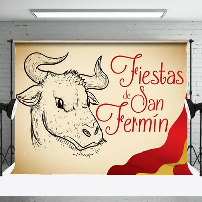 Spain Flag Bullfight Fiestas De San Fermin Backdrop - Aperturee