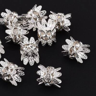 Brass Rhinestone Bead Caps