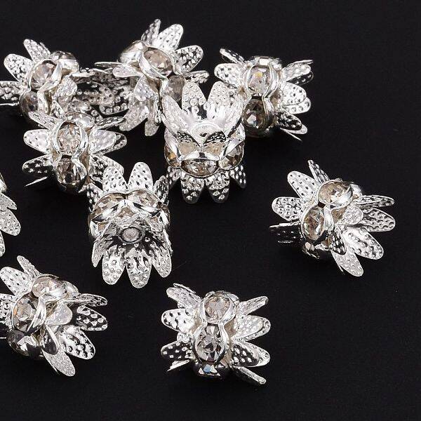 Brass Rhinestone Bead Caps