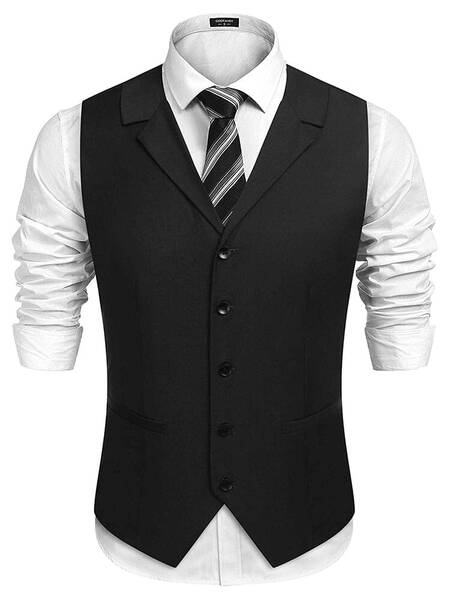 Slim Fit Twill Dress Waistcoat (US Only), Black / XXL