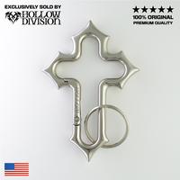 Hollow Crusader XL Carabiner - Gothic Cross Metal Keychain, Solid Design, Zinc Alloy, Ideal for Heavy Belt Loop Accessories &...