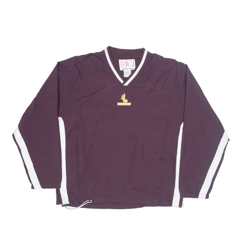 BAW ATHLETIC WEAR Rabbits Training Sweatshirt Maroon V-Neck Nylon Mens L