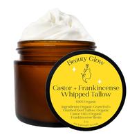 Frankincense & Castor Oil Beef Tallow Grass Fed & Finished Organic Moisturizer for Skin Hydrating & Nourishing for Cracked, D...