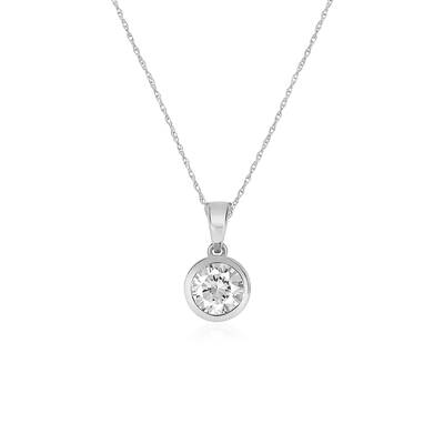 Lab Grown Bezel Set GH SI Diamond Necklace | 14K White Gold 2 ct. tw.