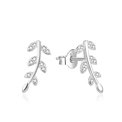 Beneto Longitudinal silver earrings with zirconia AGUP2033