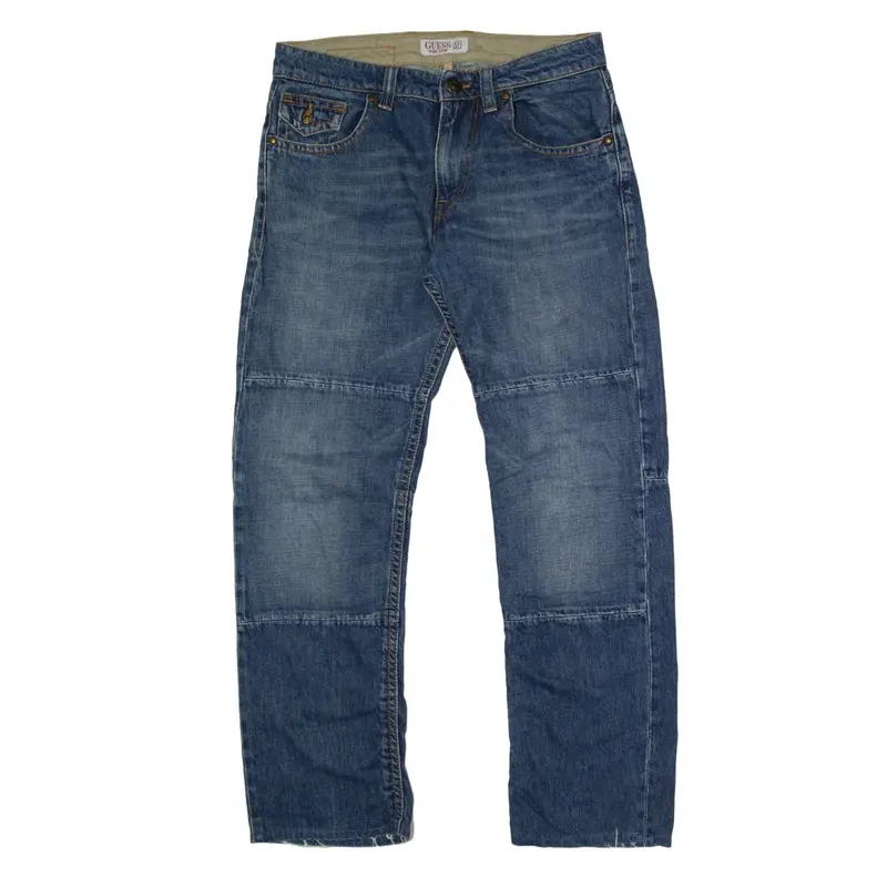 GUESS Y2K Panel Jeans Blue Denim Regular Straight Stone Wash Womens W31 L30