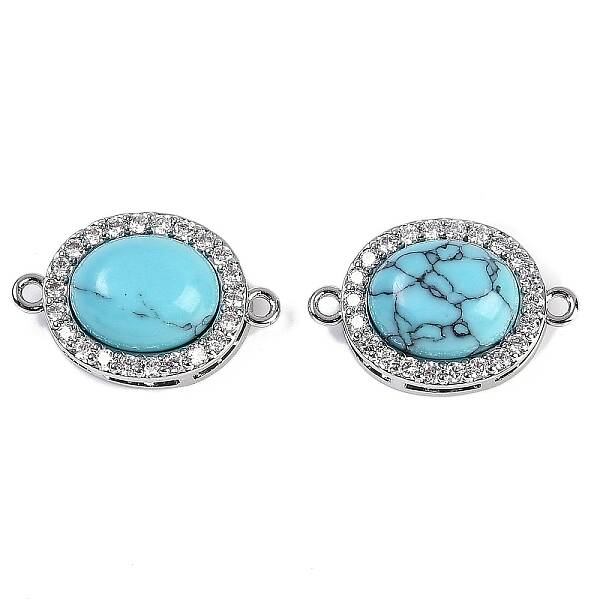 Synthetic Turquoise Oval Connector Charms