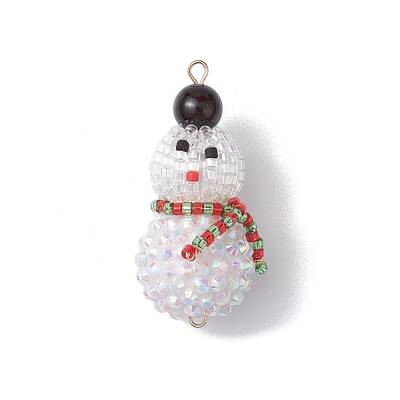 Christmas Natural Black Onyx(Dyed & Heated) & Resin Rhinestone Pendants