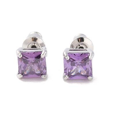 Rack Plating Brass Micro Pave Cubic Zirconia Stud Earrings
