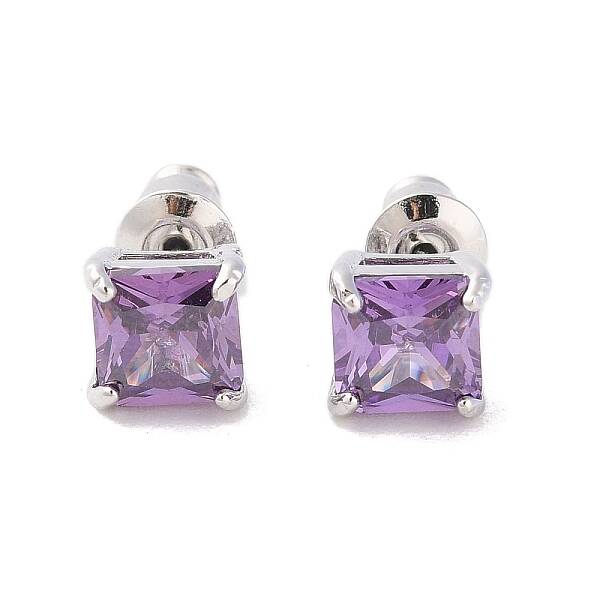 Rack Plating Brass Micro Pave Cubic Zirconia Stud Earrings