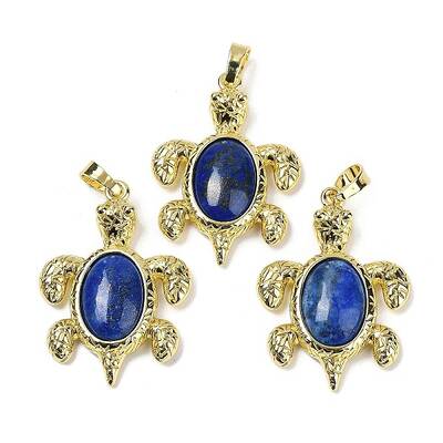 Dyed Natural Lapis Lazuli & Brass Pendants