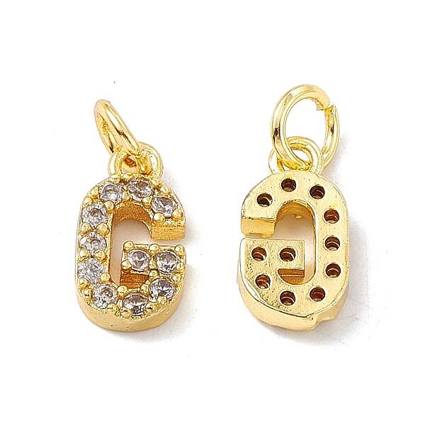 Real 18K Gold Plated Brass Micro Pave Clear Cubic Zirconia Charms