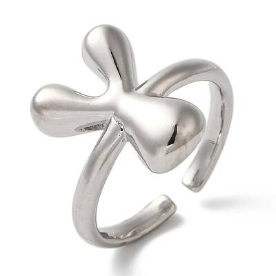Initials Brass Open Cuff Ring for Women