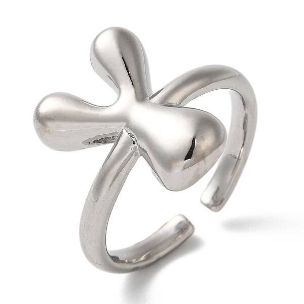 Initials Brass Open Cuff Ring for Women