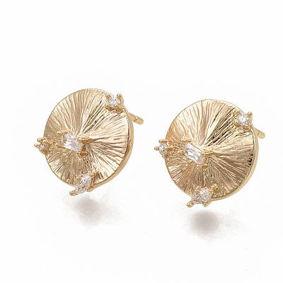 Brass Cubic Zirconia Stud Earring Findings