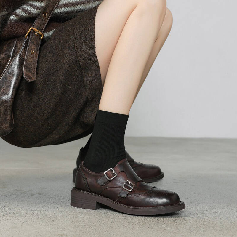 CHIKO Allyson Round Toe Block Heels Oxfords Shoes