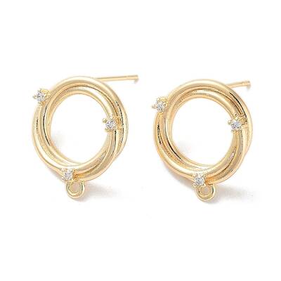 Brass Micro Pave Cubic Zirconia Stud Earring Findings