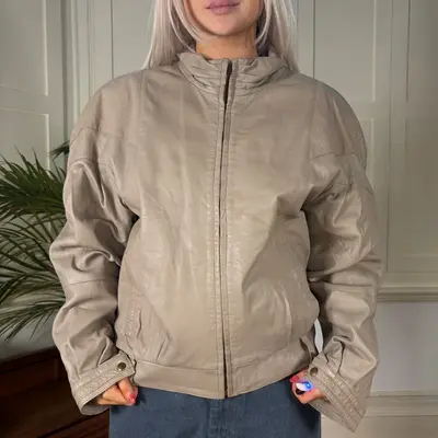 Unbranded Leather Jacket - XL Beige Leather