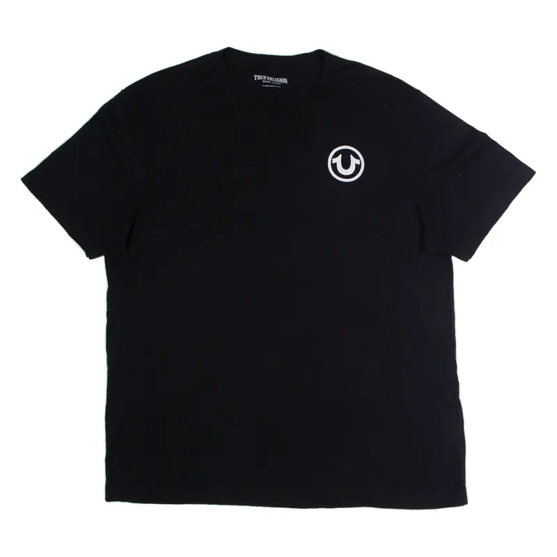 TRUE RELIGION Mens T-Shirt Black Crew Neck 2XL