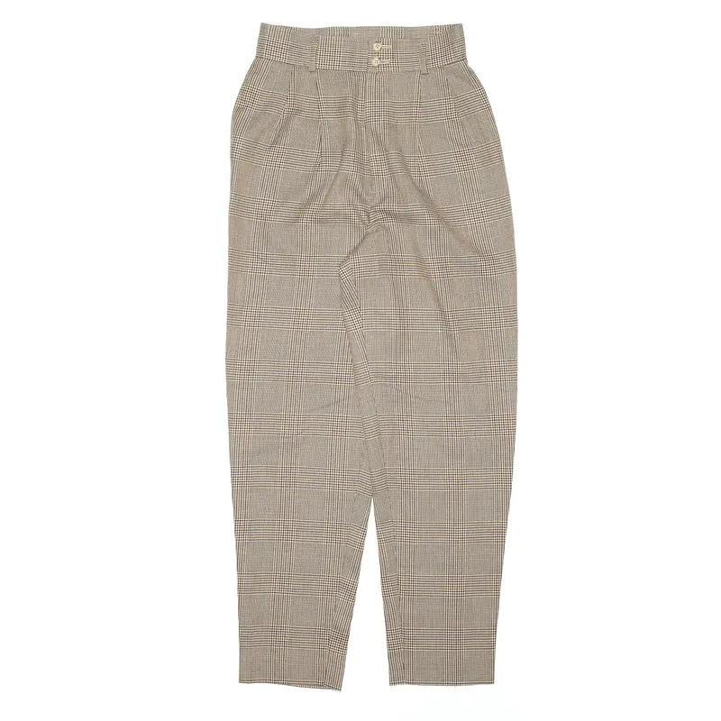Houndstooth Check Brown Regular Mom Trousers Womens W25 L28