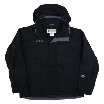 COLUMBIA Mens Rain Jacket Black Hooded XL