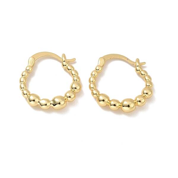 Rack Plating Brass Beaded Oval Hoop Earrings for Women