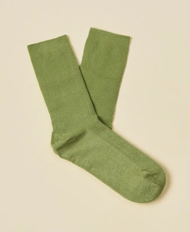 Women's Thin-Ribbed Cotton Socks Breeze - Sage