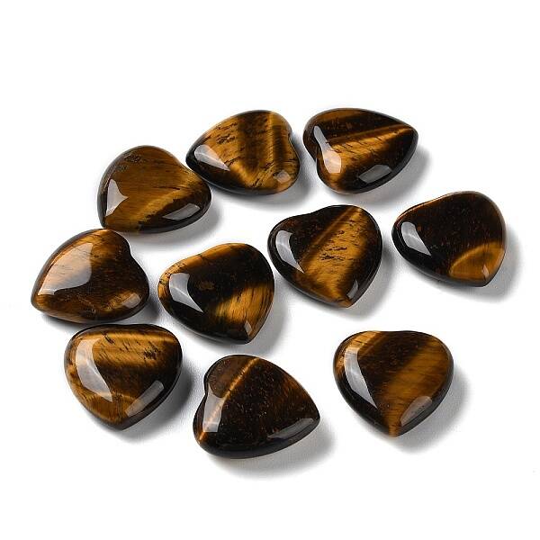 Natural Tiger Eye Heart Palm Stones