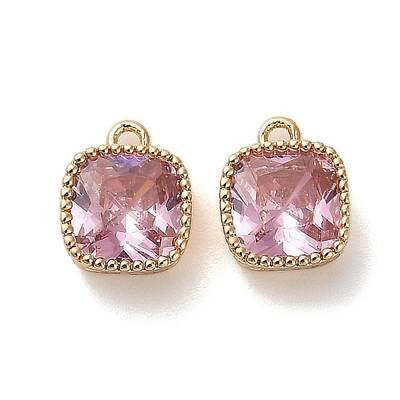 Brass Micro Pave Clear Cubic Zirconia Charms