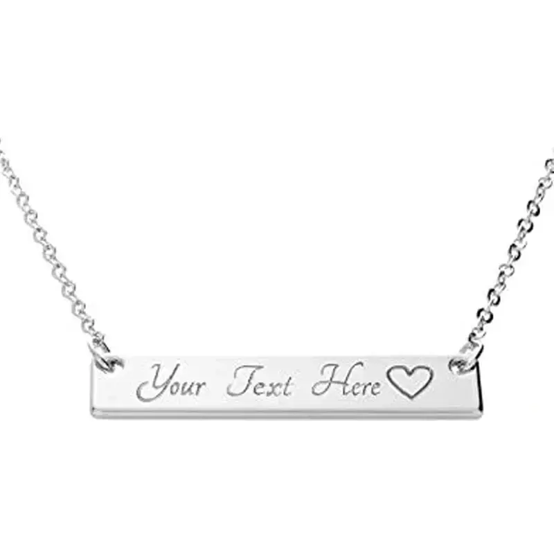 Unisex Sterling Silver Personalized Engraving Pendant Necklace