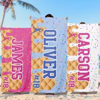 Personalized Beach Towels - Custom Ice Cream Drop Baseball Beach Towels for Boys, Custom Super Absorbent and Super Soft Swim/...