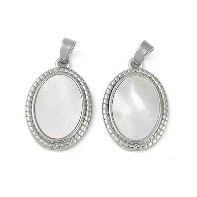 Brass Pave Natural Shell Pendants