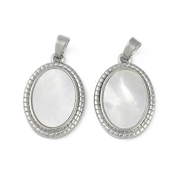 Brass Pave Natural Shell Pendants
