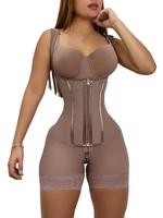 Women's Solid Color Zipper Corset Shapewear Top, Tummy Control Shaper, Women's Shapewear for Daily Wear
