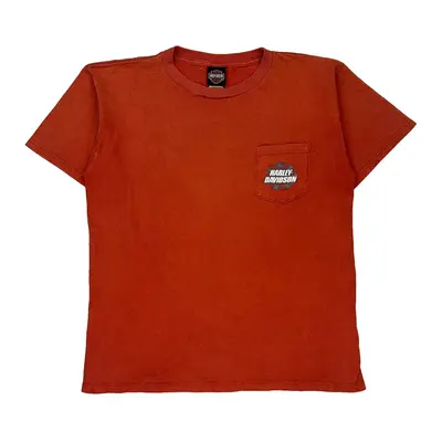 Dallas Harley Davidson Graphic T-Shirt - Large Red Cotton