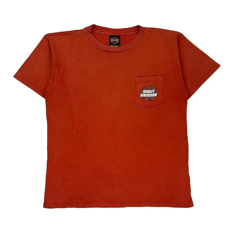 Dallas Harley Davidson Graphic T-Shirt - Large Red Cotton