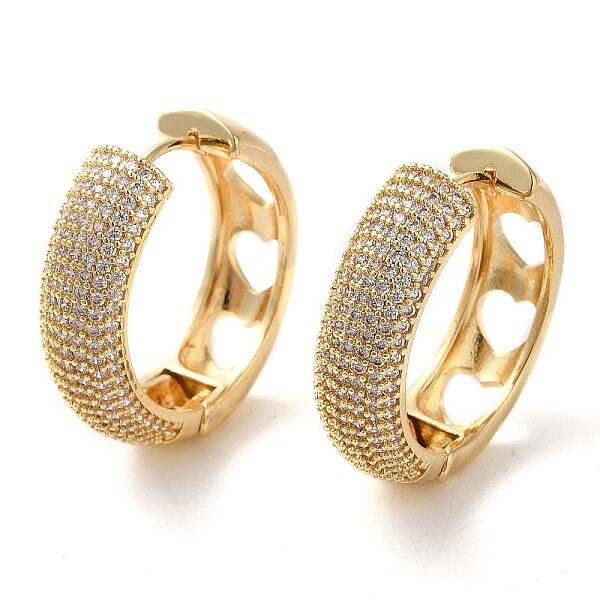 Brass Micro Pave Cubic Zirconia Thick Hoop Earrings