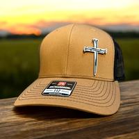 3 Nails Believe in Christ Custom Hat with White Leather Patch by Richardson Adjustable Faith