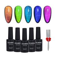 SOLWINK Galaxy Color Shifting Cat Eye Gel Nail Polish Set Glitter Mermaid Effect Magic Gel for Daily Manicure, Nail Art, and ...
