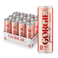 GORGIE Sugar Free Natural Energy Drinks, Jordyn Jones' Cherry Lime (12 Pack) Healthy Sparkling Energy Drinks Natural Coffee R...