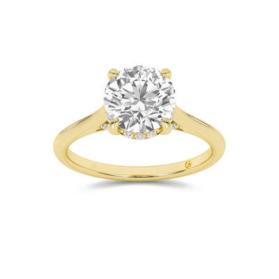 Twinkle Hidden Halo Round Lab Grown Diamond Engagement Ring | 14K Yellow Gold 3 1/5 CT. TW.