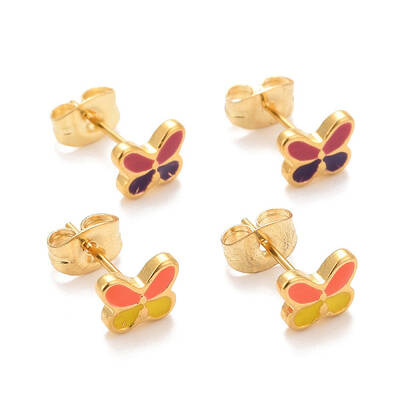 304 Stainless Steel Enamel Stud Earrings