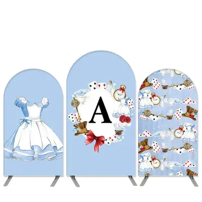 Aperturee Blue Dress Theme Poker Arch Backdrop Kit For Party | Custom Arched Wall Covers | Diy Chiara Backdrop Cover | Circle...